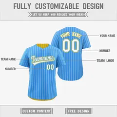 Powder Blue Gold Reversible Stripe Baseball Jersey 3