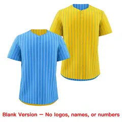 Powder Blue Gold Reversible Stripe Baseball Jersey 8