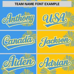 Powder Blue Gold Split Flower Graffiti Baseball Jersey 3