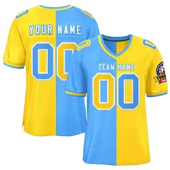 Powder Blue Gold Split Two Tone Authentic Football Jersey