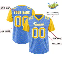 Powder Blue Gold Star Pattern Raglan Sleeves Football Jersey 2