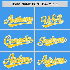 Powder Blue Gold Star Ribbing Authentic Baseball Jersey 3