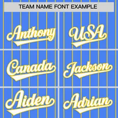 Powder Blue Gold Stripe Raglan Baseball Jersey 3