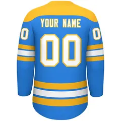 Powder Blue Gold White Classic Lace-Up Neck Hockey Jersey 4