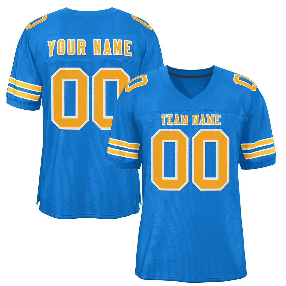 Powder Blue Gold-White Classic Mesh Football Jersey