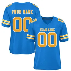 Powder Blue Gold-White Classic Mesh Football Jersey 1