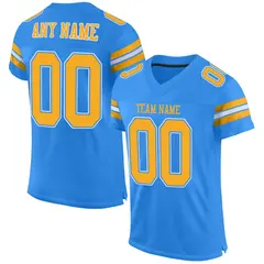 Powder Blue Gold-White Classic Mesh Football Jersey 1