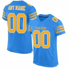 Powder Blue Gold-White Classic Mesh Football Jersey 1