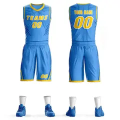 Powder Blue Gold-White Graffiti Claw Pattern Basketball Jersey