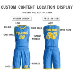 Powder Blue Gold-White Graffiti Claw Pattern Basketball Jersey 3