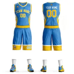 Powder Blue Gold White Graffiti Lightning Basketball Jersey 1