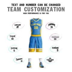 Powder Blue Gold White Graffiti Lightning Basketball Jersey 4