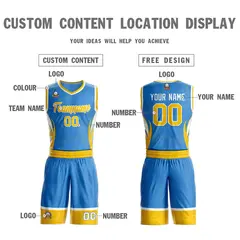 Powder Blue Gold White Graffiti Lightning Basketball Jersey 3