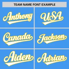 Powder Blue Gold-White Raglan Sleeves V-Neck Hockey Jersey 3