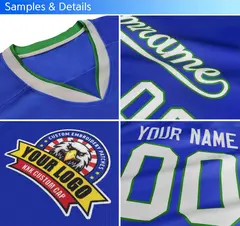 Powder Blue Gold-White Raglan Sleeves V-Neck Hockey Jersey 5