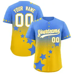 Powder Blue Gold White Rising Stars Gradient Baseball Jersey 1
