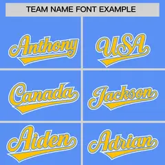 Powder Blue Gold White Star Series Lace-Up Neck Hockey Jersey 3
