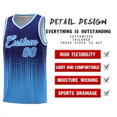 Powder Blue Gradient Dots Pattern Basketball Jersey 2