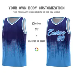 Powder Blue Gradient Dots Pattern Basketball Jersey 3