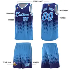 Powder Blue Gradient Dots Pattern Basketball Jersey 5