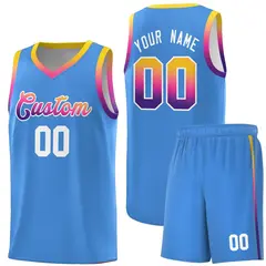 Powder Blue Gradient Font Sports Uniform Basketball Jersey