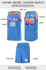 Powder Blue Gradient Font Sports Uniform Basketball Jersey 2