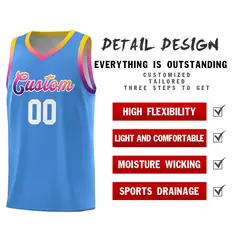 Powder Blue Gradient Font Sports Uniform Basketball Jersey 4