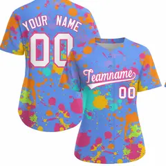 Powder Blue Graffiti Fashion Baseball Jersey For Women