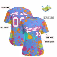 Powder Blue Graffiti Fashion Baseball Jersey For Women 2