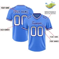 Powder Blue Gray and White Gradient Sides Football Jersey 2