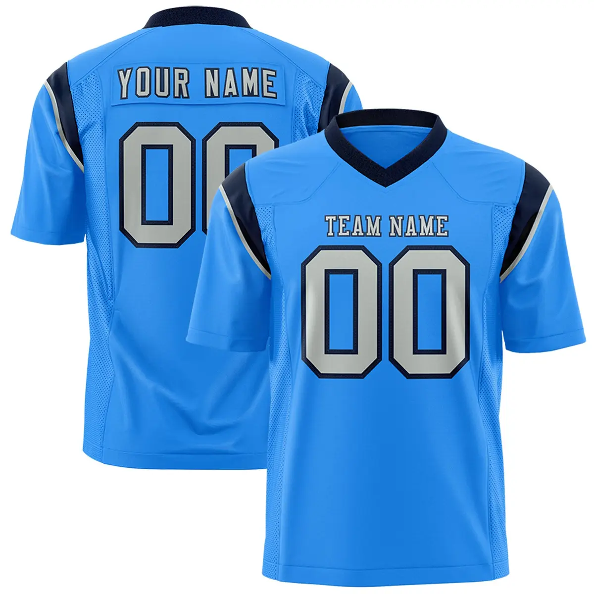Powder Blue Gray Shoulder Cut Two-Tone Flag Football Jersey