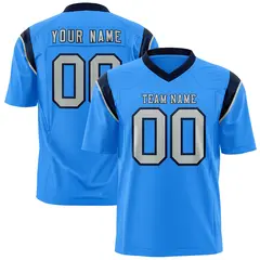 Powder Blue Gray Shoulder Cut Two-Tone Flag Football Jersey