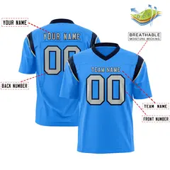 Powder Blue Gray Shoulder Cut Two-Tone Flag Football Jersey 2