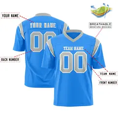 Powder Blue Gray Shoulder Cut Two-Tone Flag Football Jersey 2