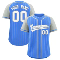Powder Blue Gray Stripe Raglan Baseball Jersey 1