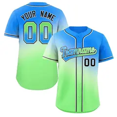 Powder Blue Green Blue-White Gradient Baseball Jersey