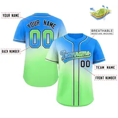 Powder Blue Green Blue-White Gradient Baseball Jersey 2