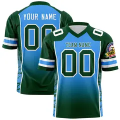 Powder Blue Green Gradient Side Pattern Football Jersey