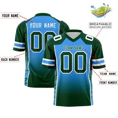 Powder Blue Green Gradient Side Pattern Football Jersey 2