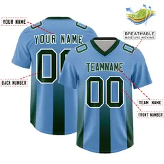 Powder Blue Green Gradient Vertical Stripe Football Jersey 2