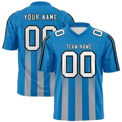 Powder Blue Grey Vertical Fine Stripe Gradient Football Jersey 1