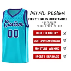 Powder Blue Honeycomb Pattern Basketball Uniform Jersey 2