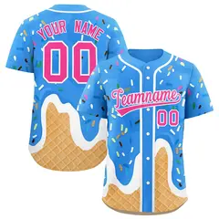 Powder Blue Ice Cream Cone Graffiti Fashion Baseball Jersey