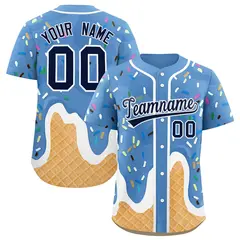 Powder Blue Ice Cream Cone Graffiti Fashion Baseball Jersey