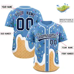Powder Blue Ice Cream Cone Graffiti Fashion Baseball Jersey 2