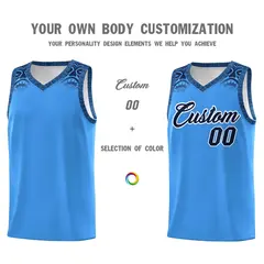 Powder Blue Indians Print Basketball Jersey Sets 3