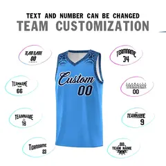 Powder Blue Indians Print Basketball Jersey Sets 4