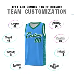 Powder Blue Kelly Green Indians Pattern Basketball Jersey 4