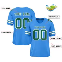 Powder Blue Kelly Green-White Football Jersey 2