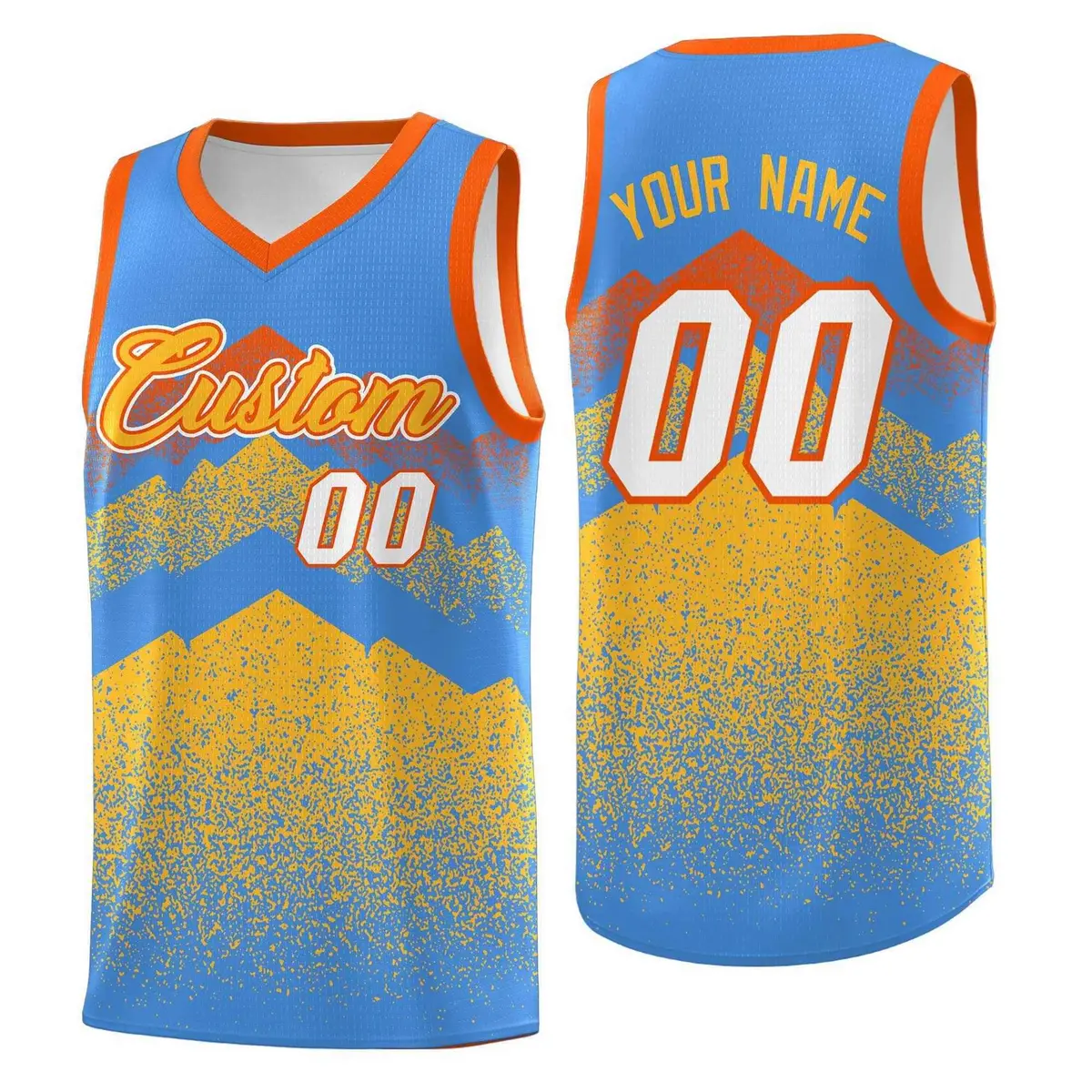 Powder Blue Khaki Mountain Fade Gradient Basketball Jersey